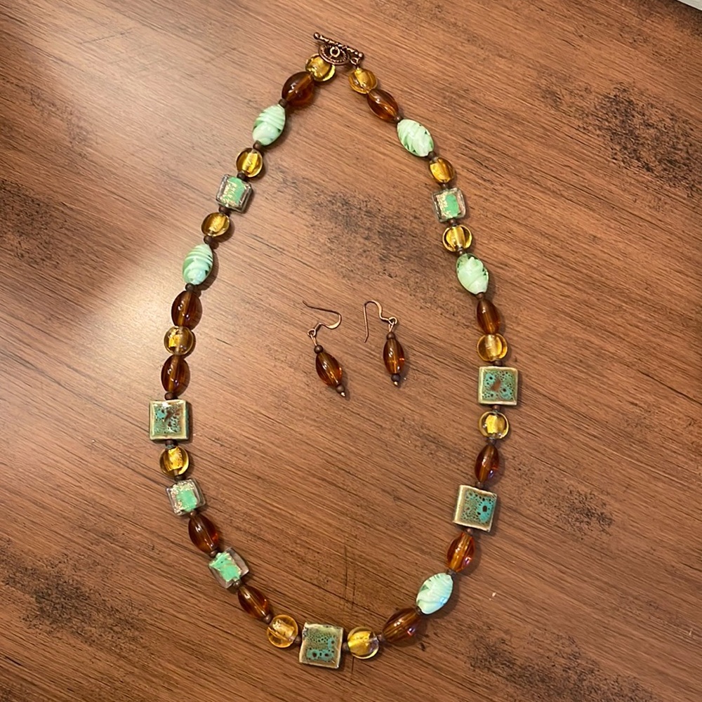 Beaded Earring and Necklace Set
